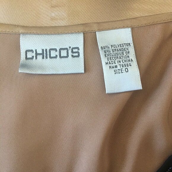 CHICOS 0 Small Tunic Top Heavy Beading At Yoke - Picture 7 of 7